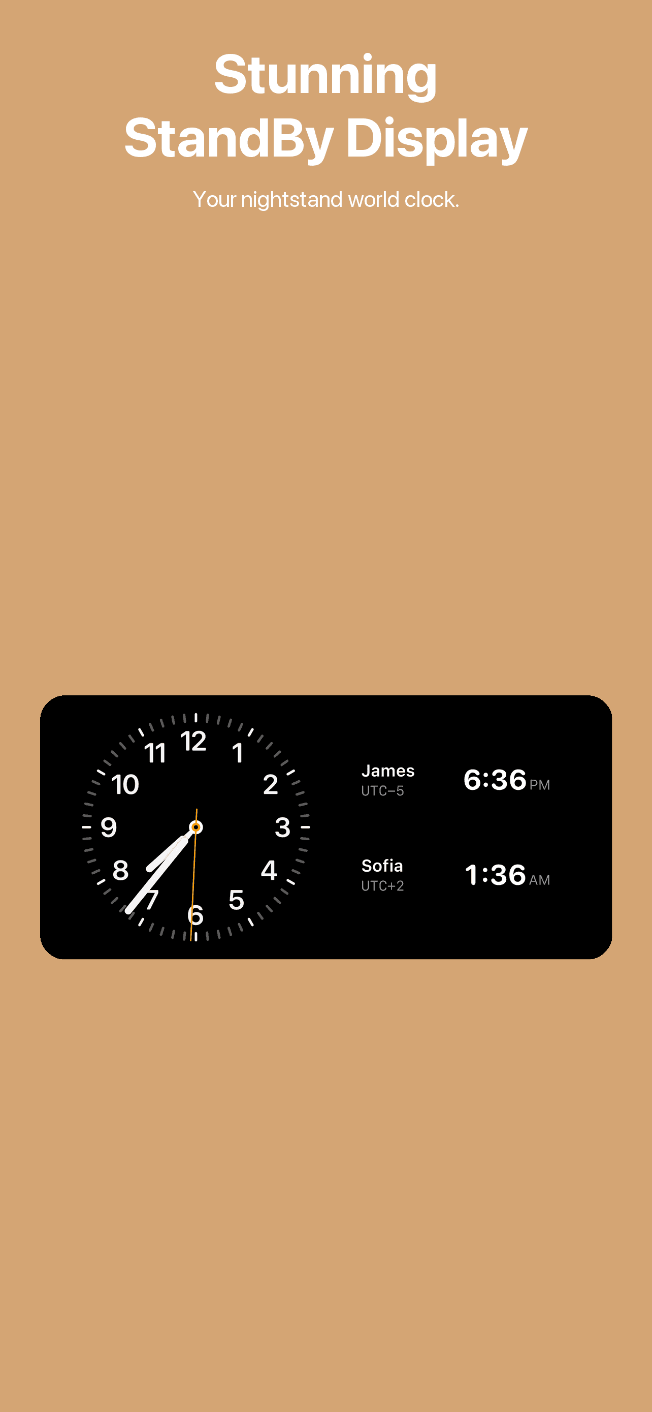 StandBy mode displaying a large clock on the nightstand